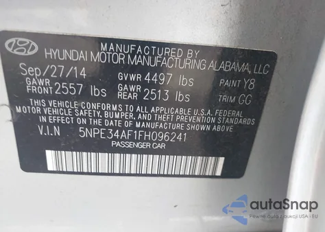 2015 Hyundai Sonata Limited from USA, damaged, VIN 5NPE34AF1FH096241